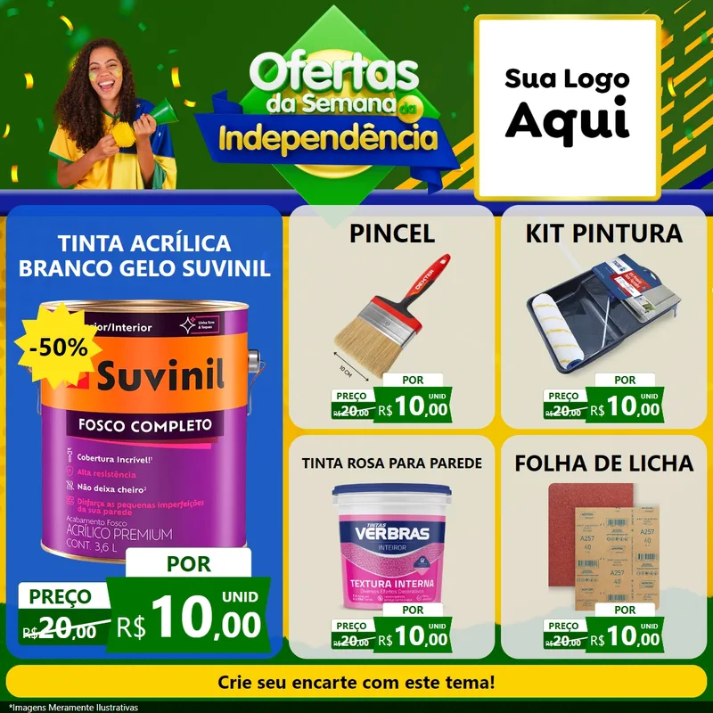 Modelo de Rede Social para Feed Facebook com o tema Ofertas da Semana da Independência para Tintas e Ferramentas
