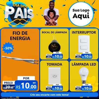 Modelo de Rede Social para Feed Facebook com o tema Dia dos Pais para Materiais Elétricos