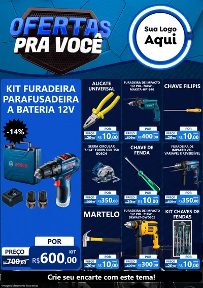 Modelo de Encarte para Encarte A4 Vertical com o tema Ofertas Para Você - Auto e Motopeças para Maquinas e Ferramentas