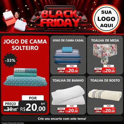 Modelo de Rede Social para Feed Facebook com o tema Black Friday para Cama, Mesa e Banho