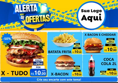 Modelo de Encarte para Encarte A4 Horizontal com o tema Alerta de Ofertas para Hamburgueria