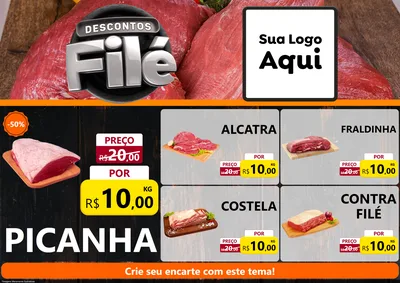 Modelo de Encarte para Encarte A4 Horizontal com o tema Descontos Filé para Açougue