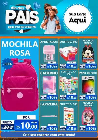 Modelo de Encarte para Encarte A4 Vertical com o tema Dia Dos Pais Repleto de Ofertas para Papelaria