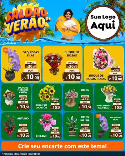 Modelo de Rede Social para Feed Instagram com o tema Saldão de Verão para Floricultura e jardim