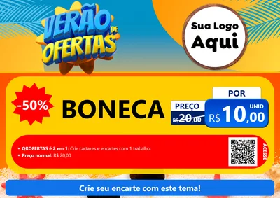 Modelo de Cartaz para Cartaz A4 Horizontal com o tema Verão de Ofertas para Brinquedos