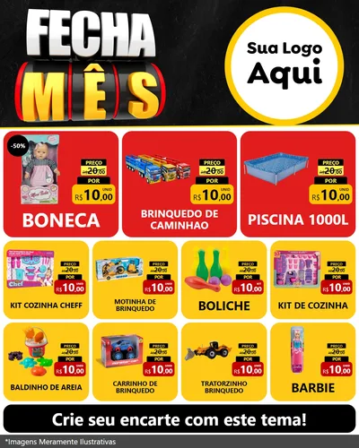 Modelo de Rede Social para Feed Instagram com o tema Fecha Mês para Brinquedos