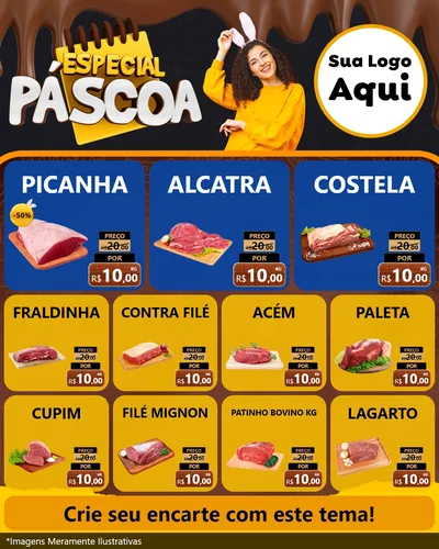 Modelo de Rede Social para Feed Instagram com o tema Especial Páscoa para Açougue