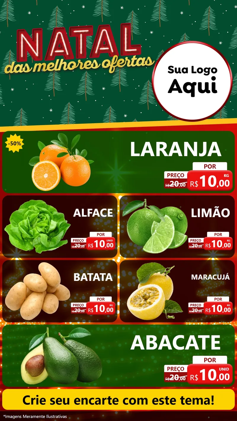 Modelo de TV para TV Vertical com o tema Natal das Melhores Ofertas para Hortifrúti