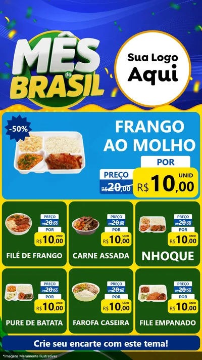 Modelo de Rede Social para Stories com o tema Mês do Brasil para Restaurante