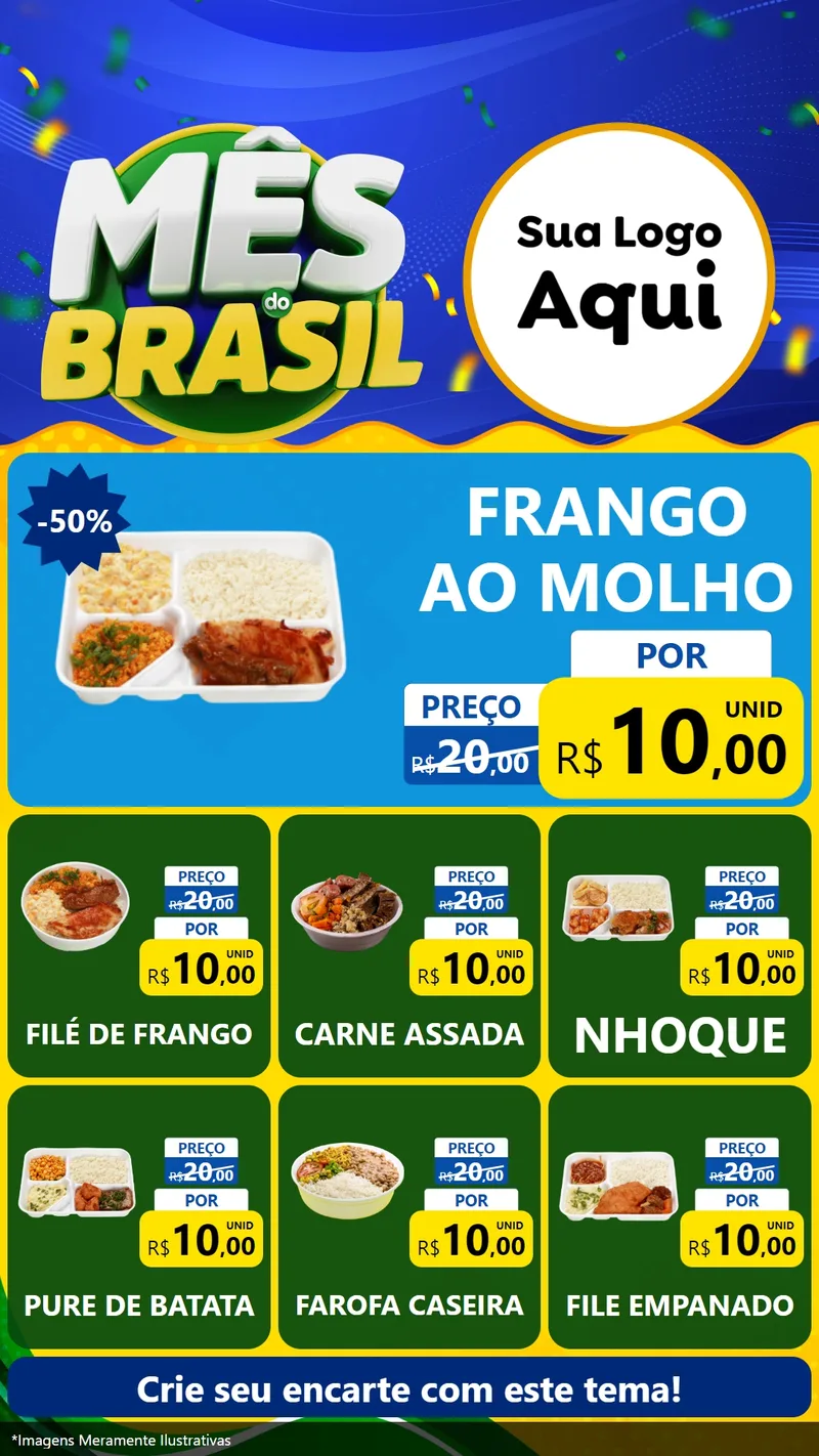 Modelo de Rede Social para Stories com o tema Mês do Brasil para Restaurante