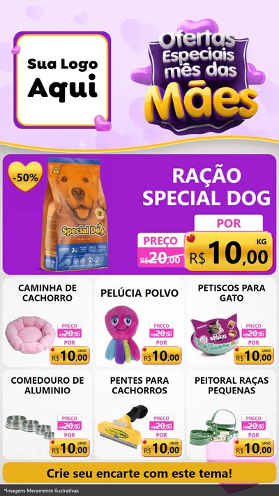 Modelo de Rede Social para Stories com o tema Ofertas Especiais - Mês das Mães para Pet Shop