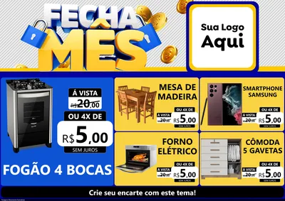 Modelo de Encarte para Encarte A4 Horizontal com o tema Fecha Mês para Móveis e Eletro