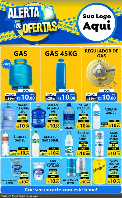 Modelo de Encarte para Encarte Grande com o tema Alerta de Ofertas para Água e gás