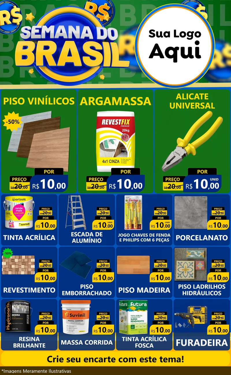 Modelo de Encarte para Encarte Grande com o tema Semana Do Brasil para Material para Construção