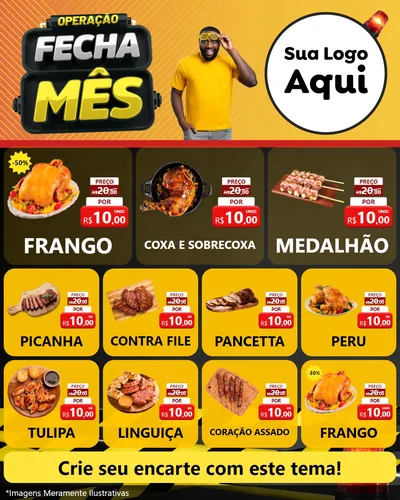 Modelo de Rede Social para Feed Instagram com o tema Operação Fecha Mês para Assados