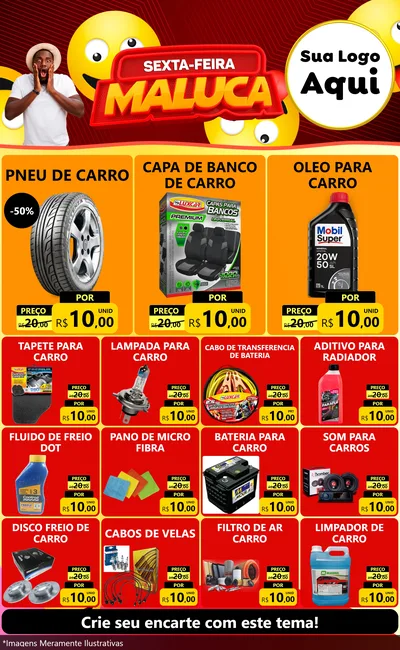 Modelo de Encarte para Encarte Grande com o tema Sexta-feira Maluca para Auto peças