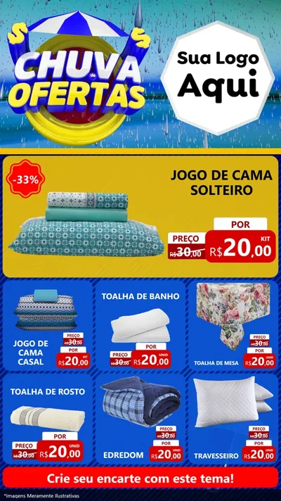 Modelo de Rede Social para Stories com o tema Chuva de Ofertas para Cama, Mesa e Banho
