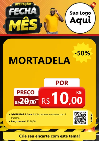 Modelo de Cartaz para Cartaz A4 Vertical com o tema Operação Fecha Mês para Frios e Laticínios