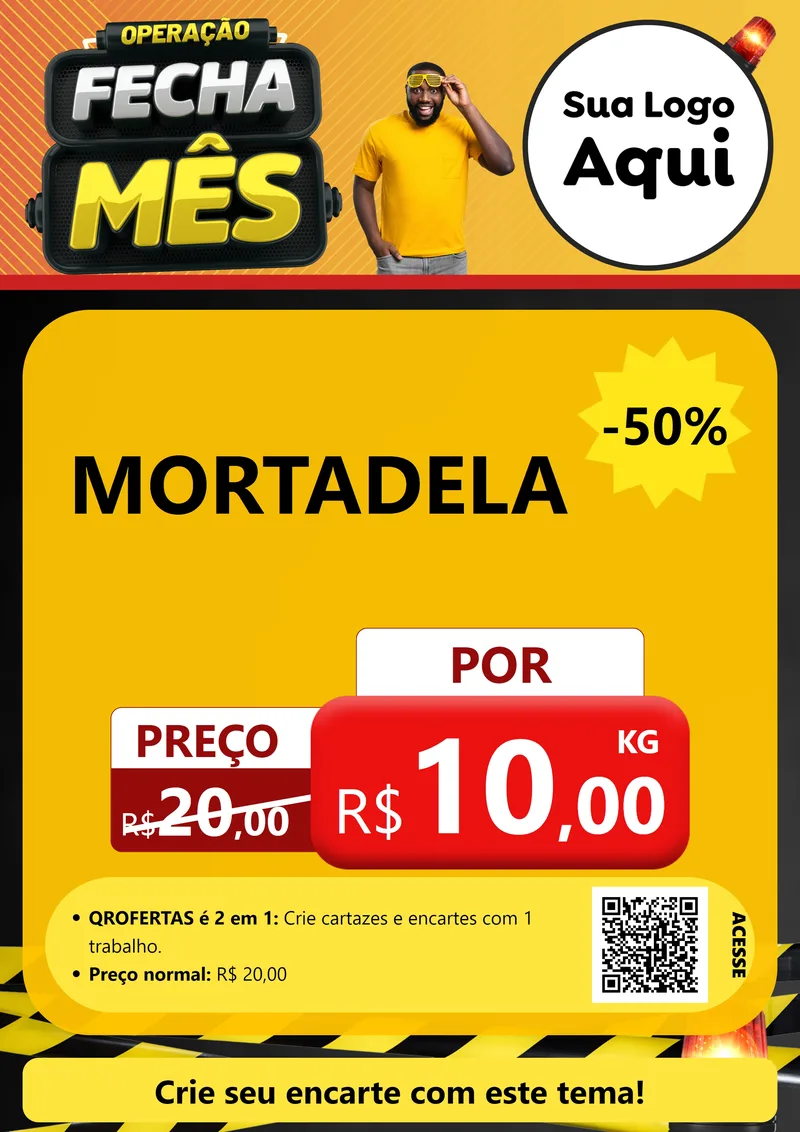 Modelo de Cartaz para Cartaz A4 Vertical com o tema Operação Fecha Mês para Frios e Laticínios
