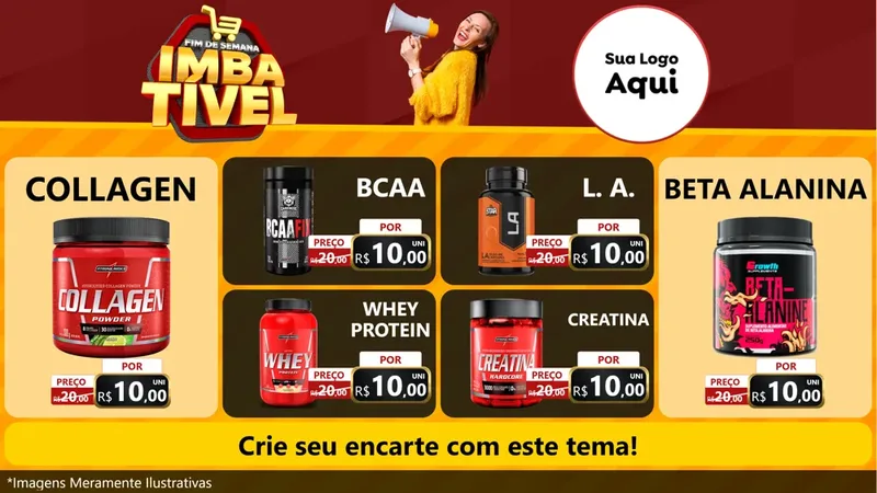 Modelo de TV para TV Horizontal com o tema Fim de Semana Imbatível para Suplementos alimentares