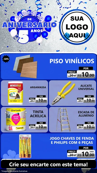 Modelo de TV para TV Vertical com o tema Promoção de Aniversário - 5 Anos para Material para Construção