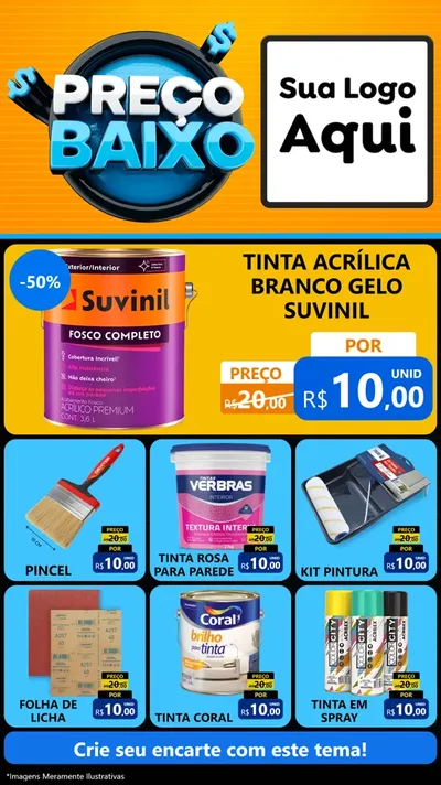 Modelo de Rede Social para Stories com o tema Preço Baixo para Tintas e Ferramentas