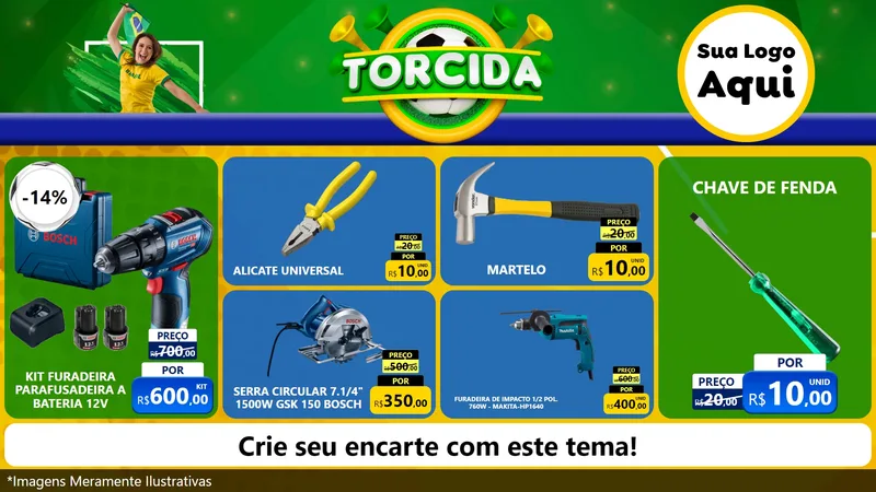 Modelo de TV para TV Horizontal com o tema Torcida para Maquinas e Ferramentas
