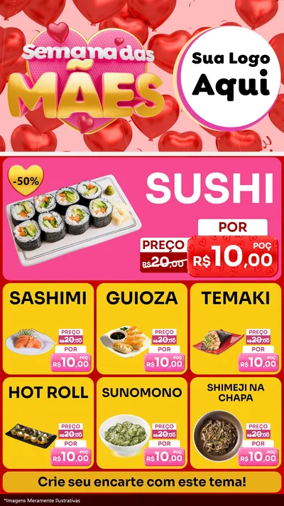 Modelo de Rede Social para Stories com o tema Semana Das Mães para Comida japonesa
