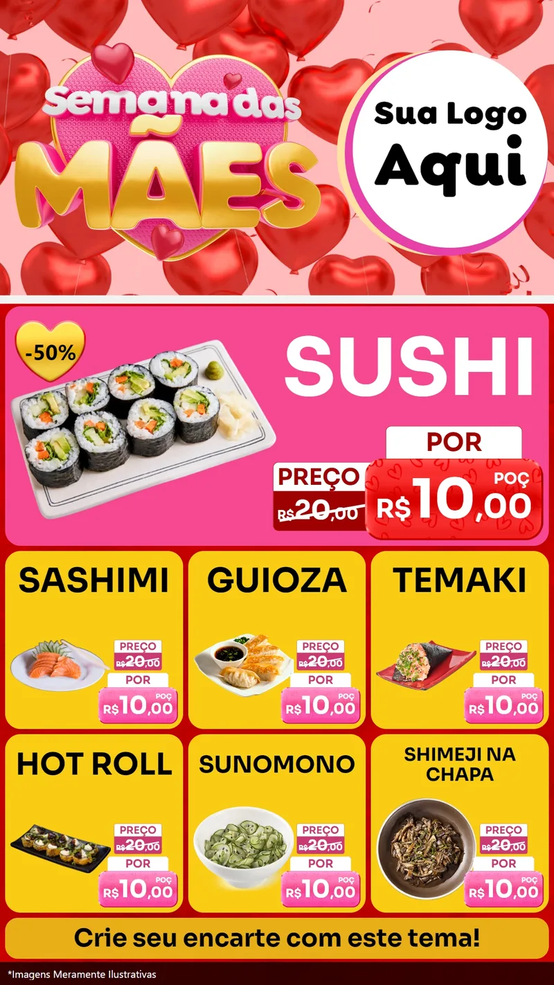 Modelo de Rede Social para Stories com o tema Semana Das Mães para Comida japonesa