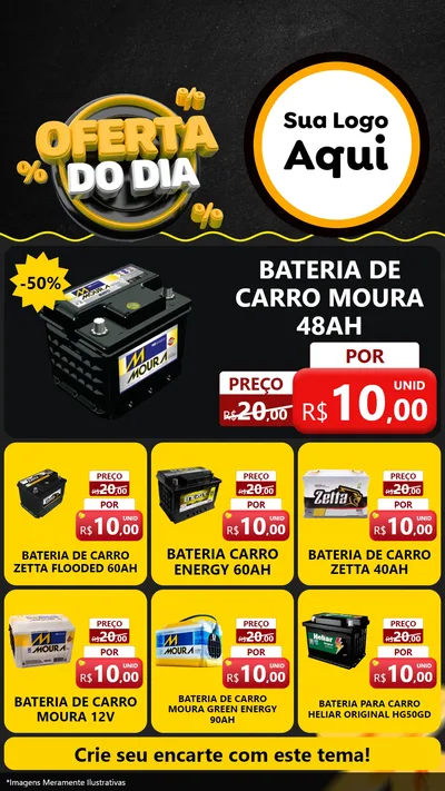 Modelo de Rede Social para Stories com o tema Oferta Do Dia para Baterias Elétricas