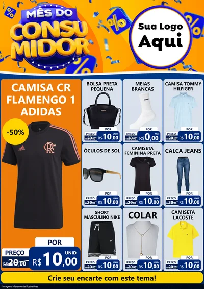 Modelo de Encarte para Encarte A4 Vertical com o tema Mês do Consumidor para Roupas e acessórios