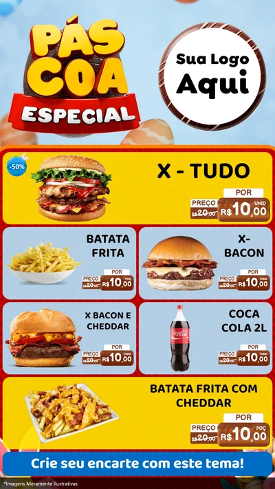 Modelo de TV para TV Vertical com o tema Páscoa Especial para Hamburgueria