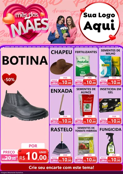 Modelo de Encarte para Encarte A4 Vertical com o tema Mês Das Mães para Agropecuária