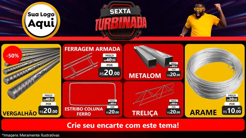 Modelo de TV para TV Horizontal com o tema Sexta Turbinada para Ferragens