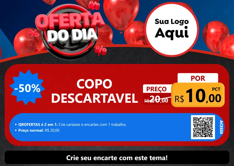 Modelo de Cartaz para Cartaz A4 Horizontal com o tema Oferta do Dia para Embalagens