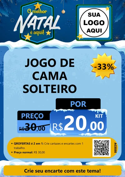 Modelo de Cartaz para Cartaz A4 Vertical com o tema O Melhor Natal É Aqui! para Cama, Mesa e Banho