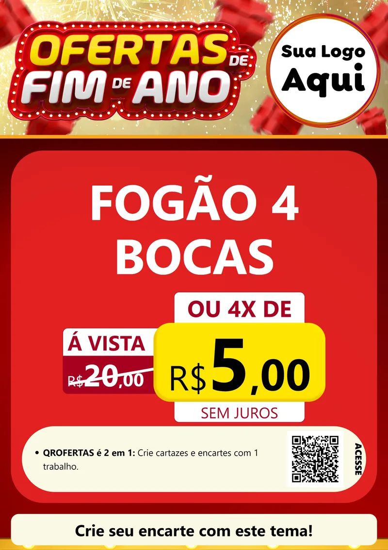 Modelo de Cartaz para Cartaz A4 Vertical com o tema Ofertas de Fim de Ano para Móveis e Eletro