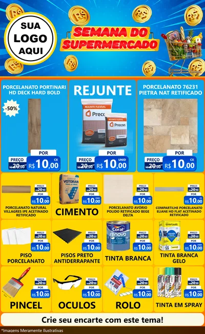 Modelo de Encarte para Encarte Grande com o tema Semana do Supermercado para Pisos e revestimentos
