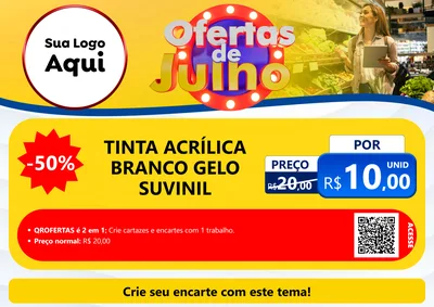 Modelo de Cartaz para Cartaz A4 Horizontal com o tema Ofertas de Julho para Tintas e Ferramentas