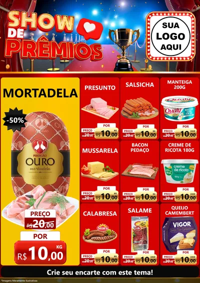 Modelo de Encarte para Encarte A4 Vertical com o tema Show de Prêmios para Frios e Laticínios