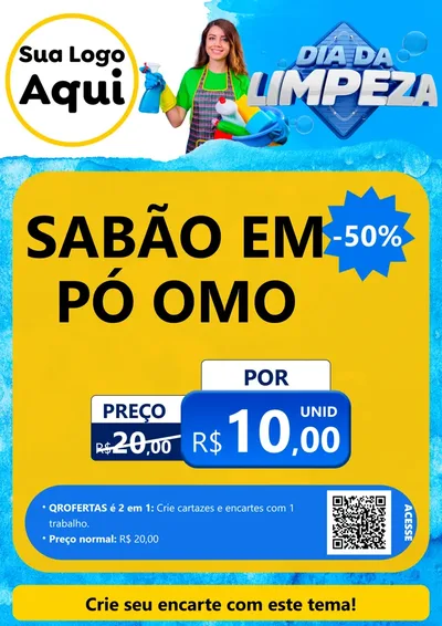 Modelo de Cartaz para Cartaz A4 Vertical com o tema Dia da Limpeza para Produtos de Limpeza