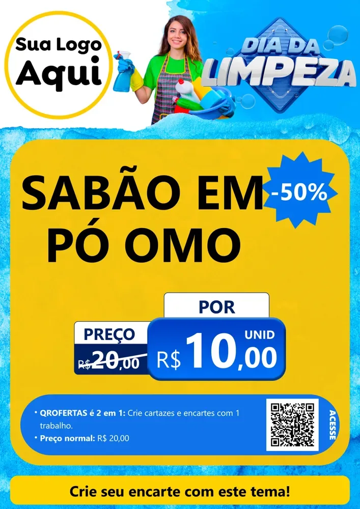 Modelo de Cartaz para Cartaz A4 Vertical com o tema Dia da Limpeza para Produtos de Limpeza
