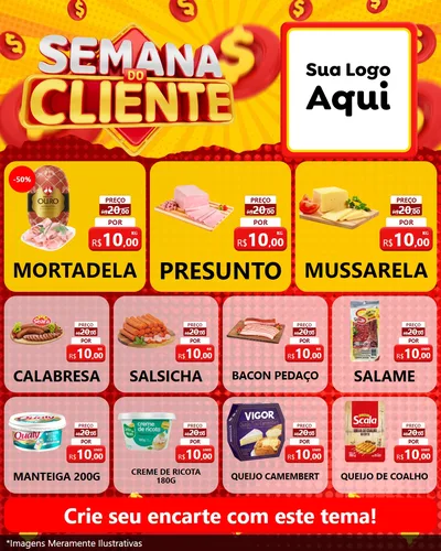 Modelo de Rede Social para Feed Instagram com o tema Semana do Cliente para Frios e Laticínios
