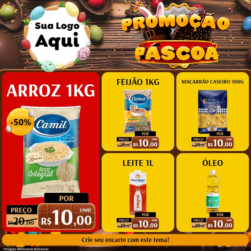 Modelo de Rede Social para Feed Facebook com o tema Promoção Páscoa para Supermercado