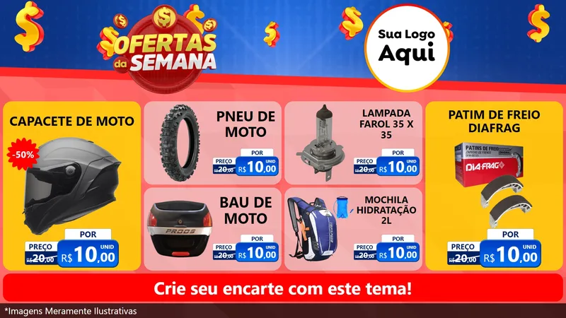 Modelo de TV para TV Horizontal com o tema Ofertas Da Semana para Moto peças
