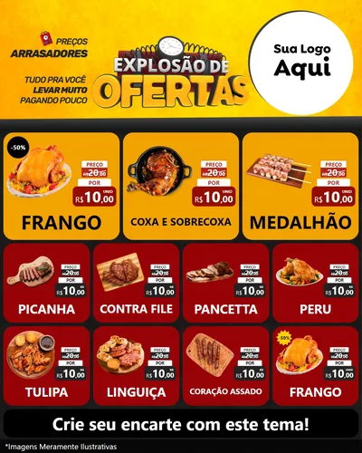 Modelo de Rede Social para Feed Instagram com o tema Explosão de Ofertas para Assados