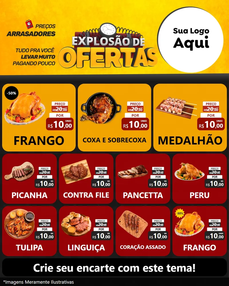 Modelo de Rede Social para Feed Instagram com o tema Explosão de Ofertas para Assados
