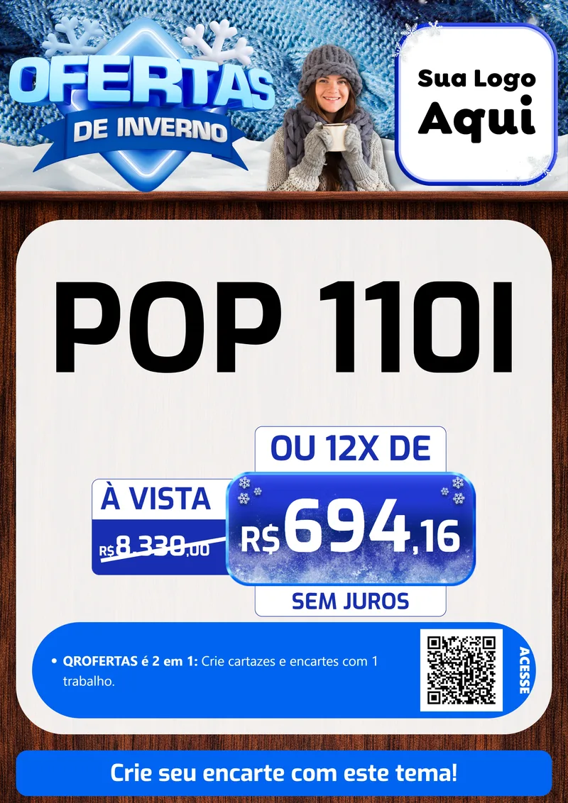 Modelo de Cartaz para Cartaz A4 Vertical com o tema Ofertas de Inverno para Concessionaria de Motos