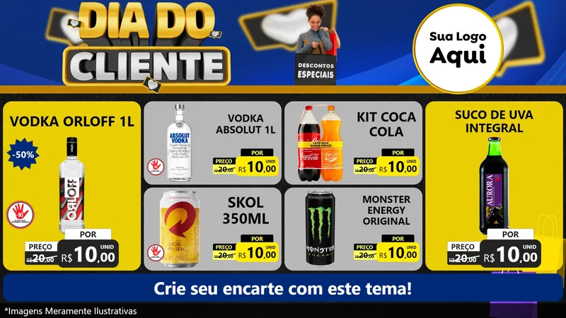 Modelo de TV para TV Horizontal com o tema Dia Do Cliente para Distribuidora de bebidas