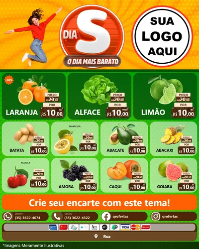 Modelo de Rede Social para Feed Instagram com o tema Dia S - O Dia Mais Barato para Hortifrúti